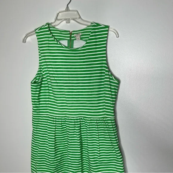 J. Crew Factory Green and White Stripe Sleeveless Exposed Zipper Dress Size XL - Picture 2 of 9